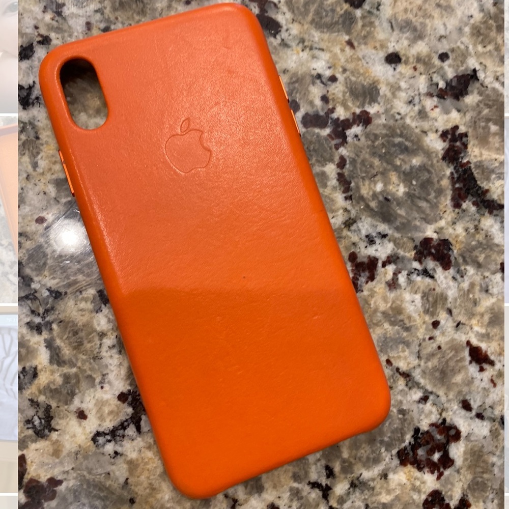 Awesome Apple ORANGE leather iPhone X MAX case